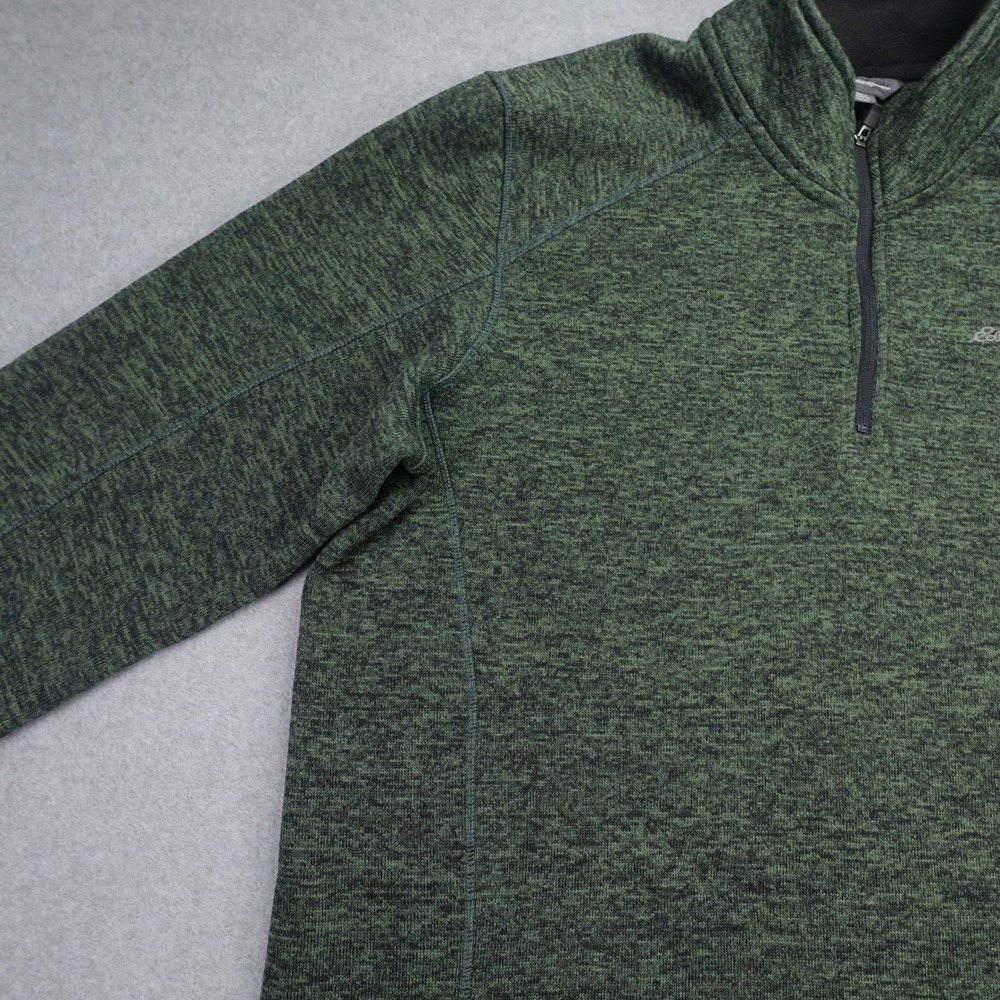 Eddie Bauer Sweater Mens XXL Green Marled 1/4 Zip Fleece Pullover Mock Neck - Picture 3 of 13